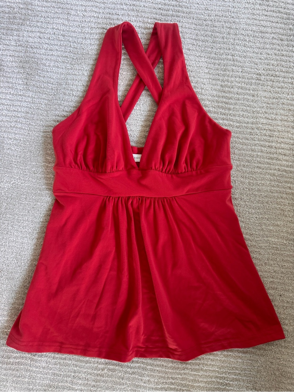 Susana Monaco Red Crisscross Halter Tank Top